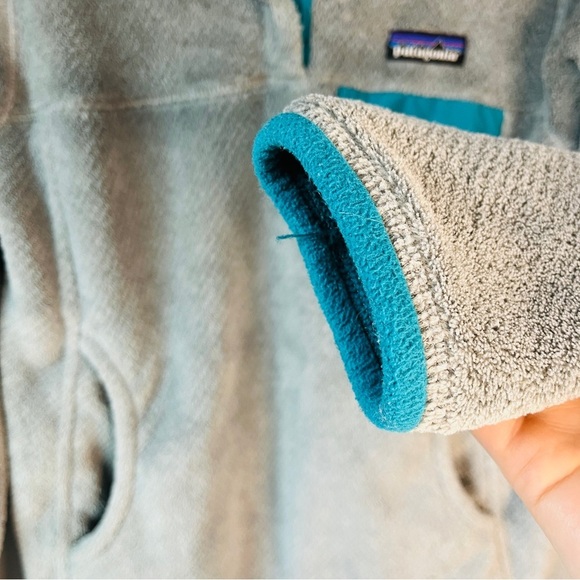 Patagonia ReTool Grey and Teal Snap Up Fleece - Picture 4 of 8